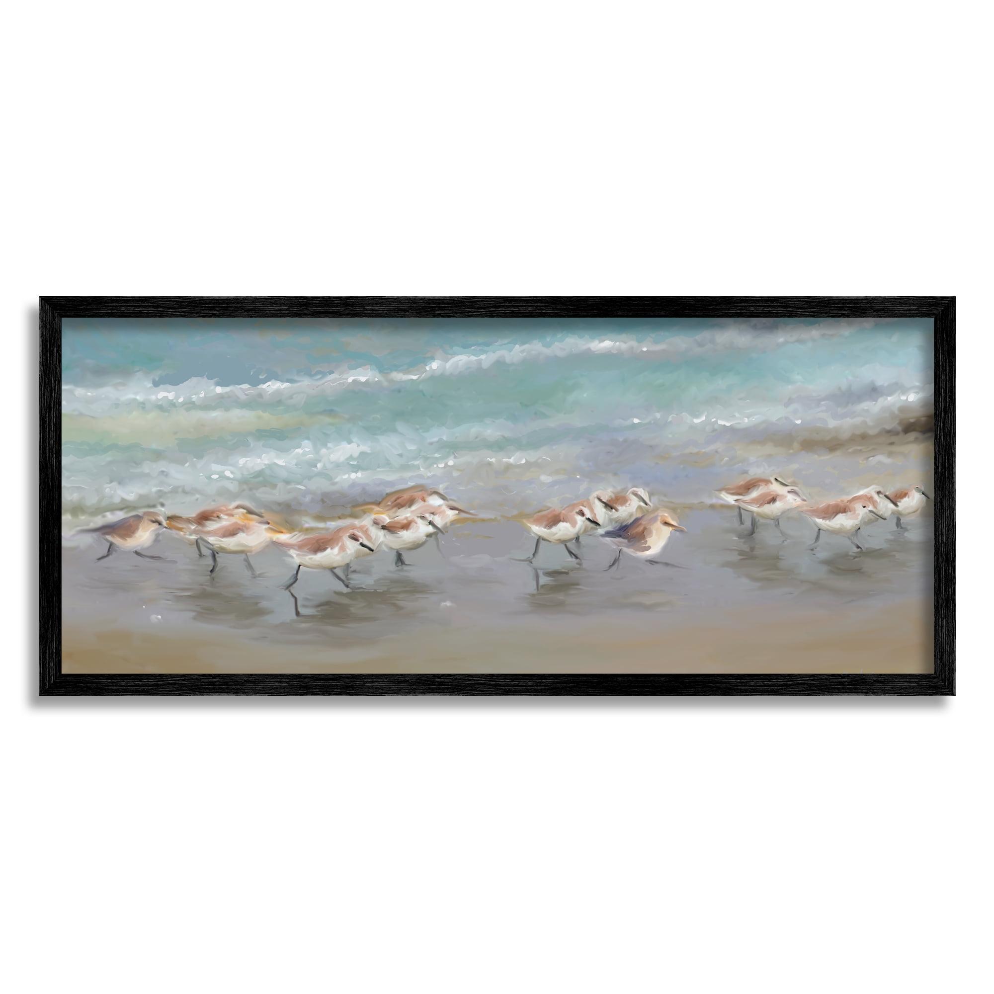 Stupell Industries " Sandpiper Flock Shoreline Splashing " by Rick Novak Painting Print