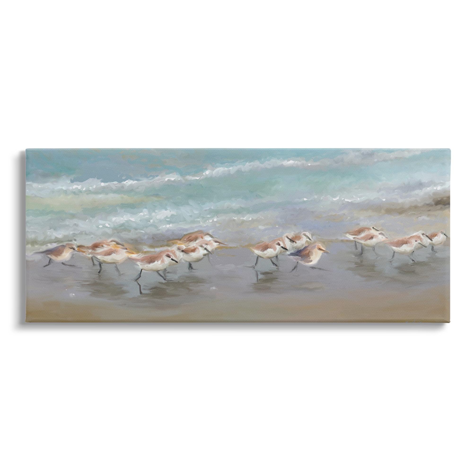 Stupell Industries " Sandpiper Flock Shoreline Splashing " by Rick Novak Painting Print