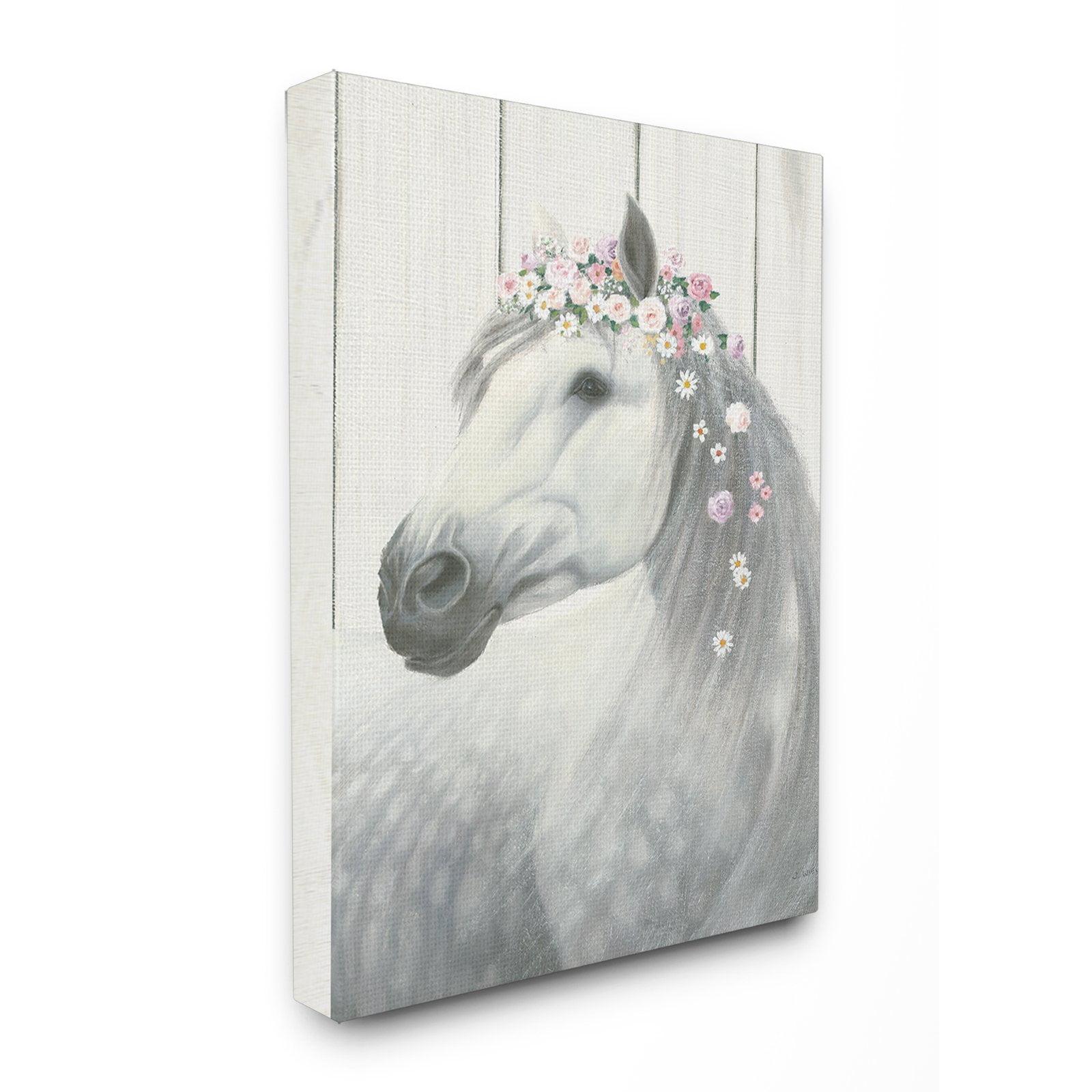 Stupell Industries Spirit Stallion Horse with Flower Crown Gallery Wrapped Canvas Wall Art, 24 x 30
