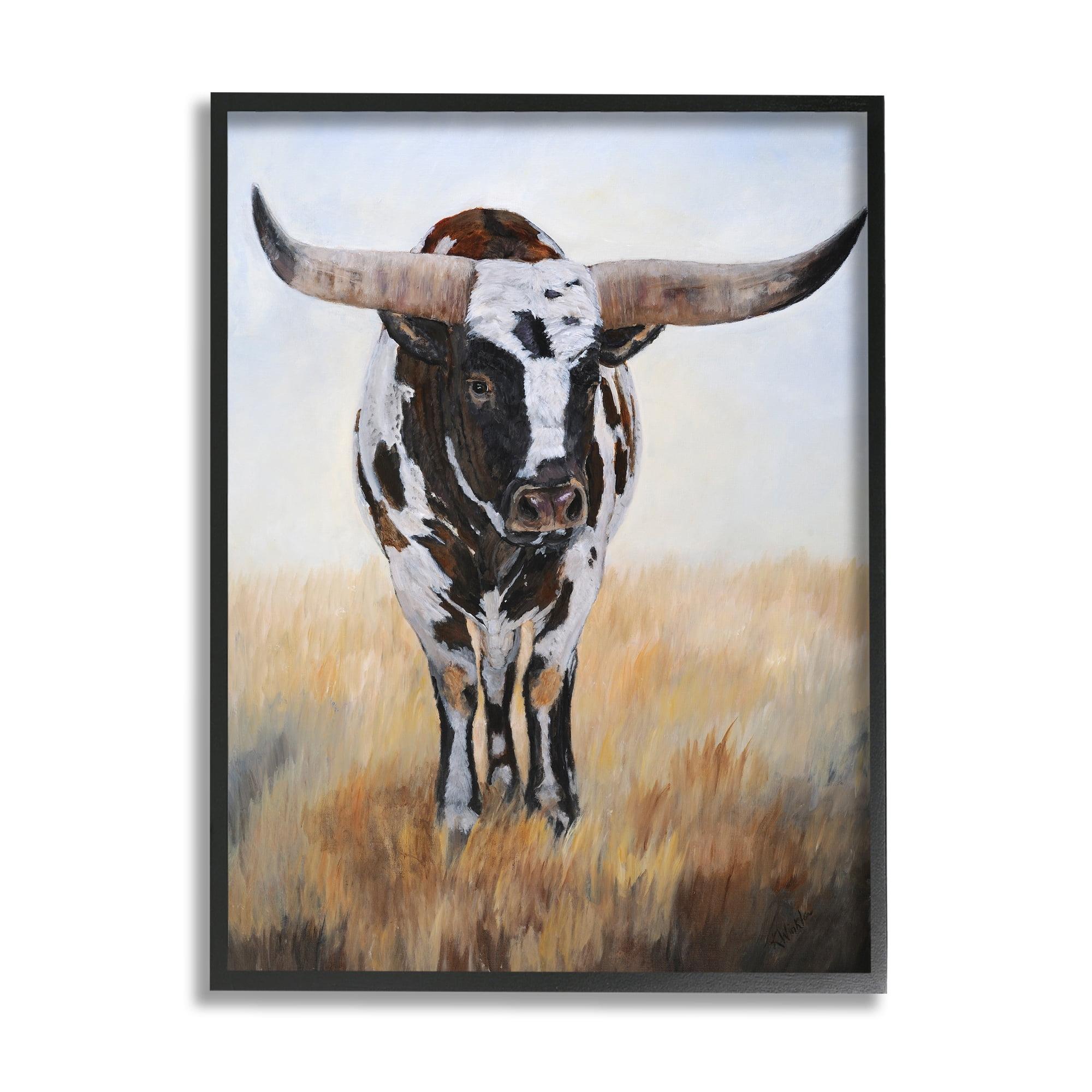 " Spotted Longhorn Cattle " by Kathy Winkler Painting Print