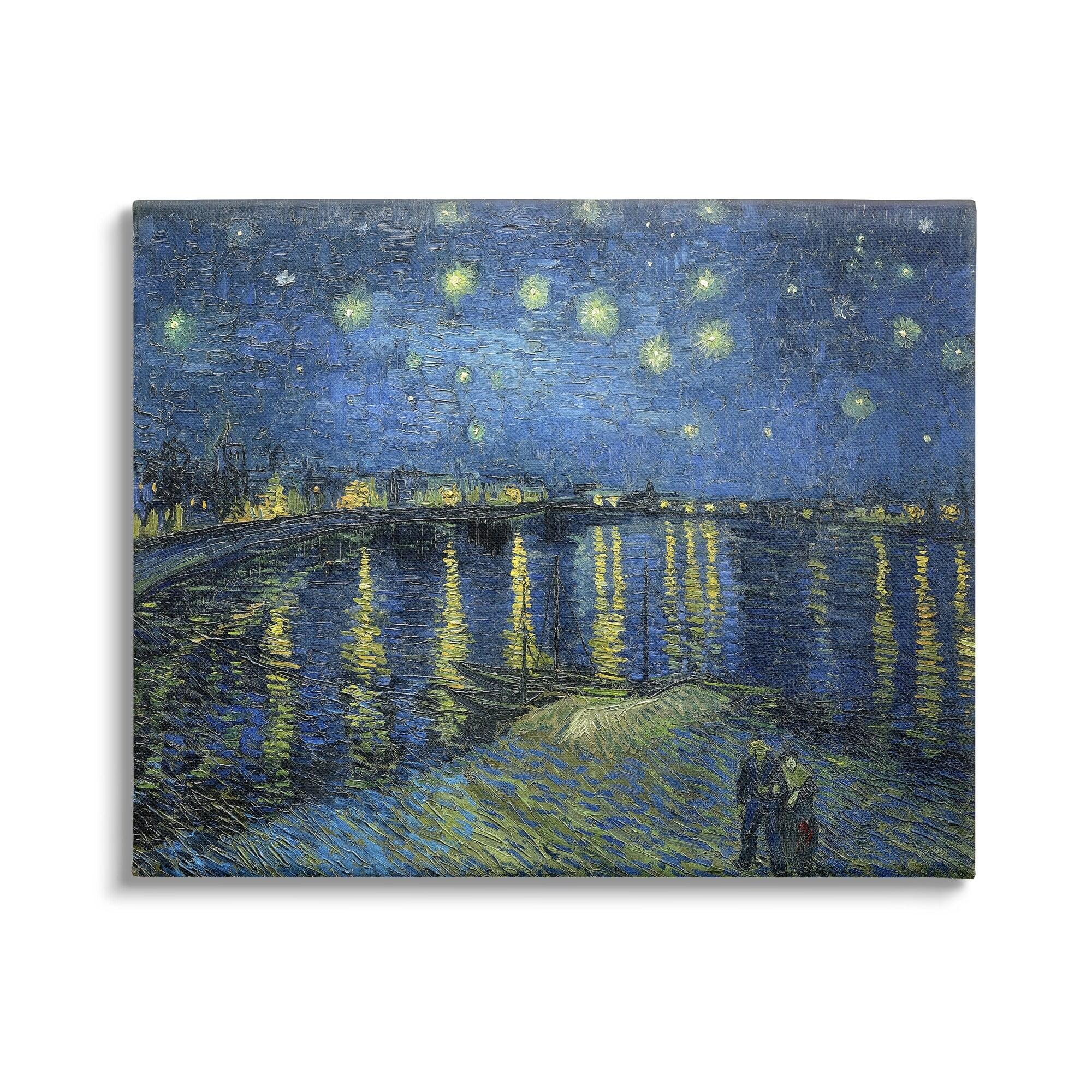 Starry Night Over Rhone 20x16 Blue Canvas Landscape Art