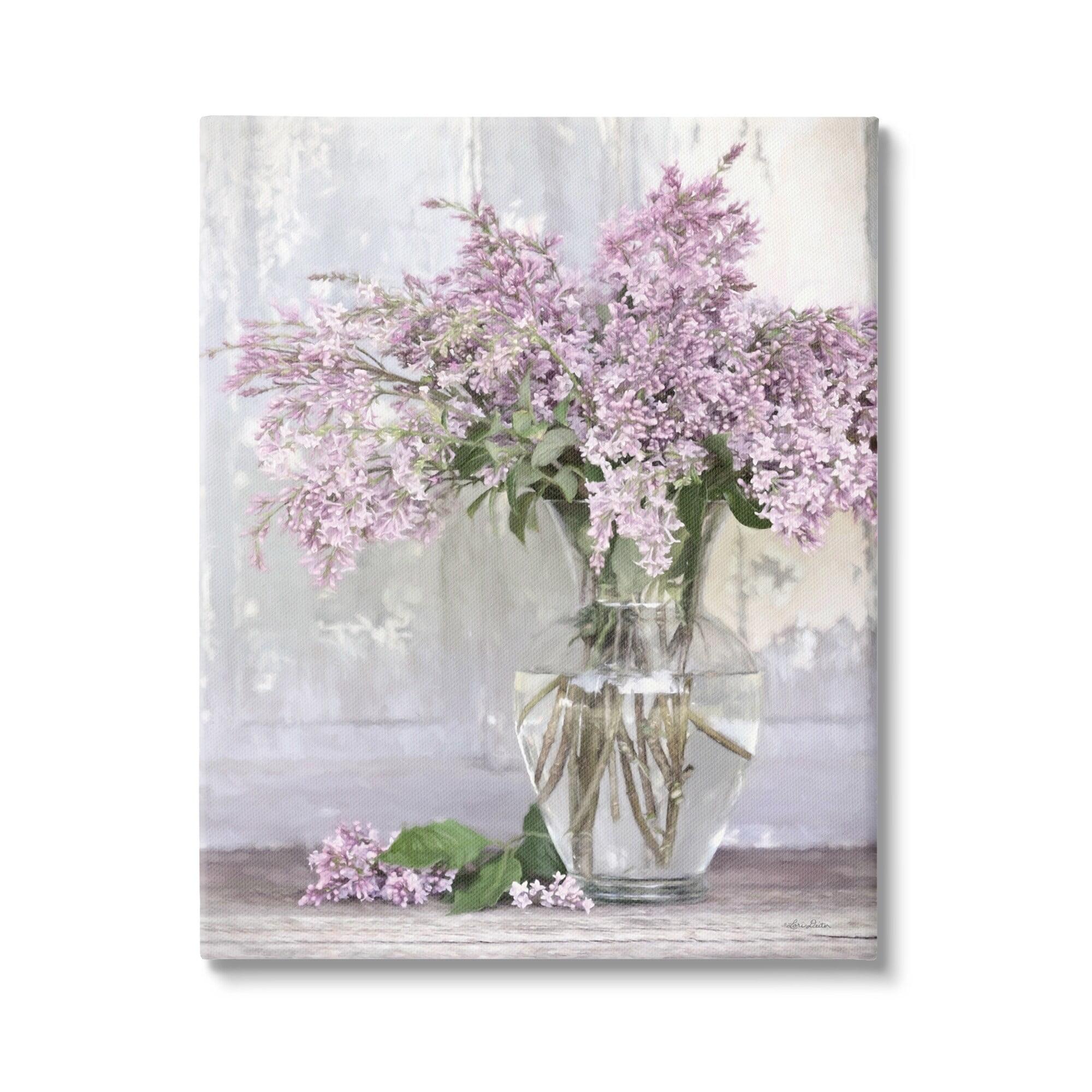 Stupell Industries Tranquil Lilac Flower Vase Canvas Wall Art