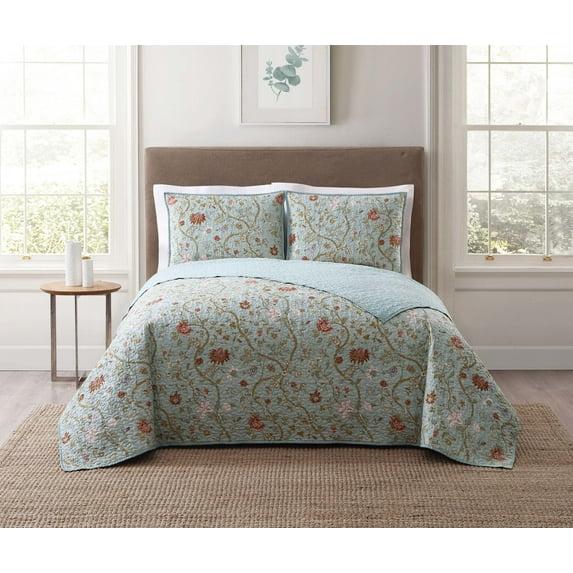 Style 212 Bedford Farmhouse / Country Cotton Blend Floral Quilt Set