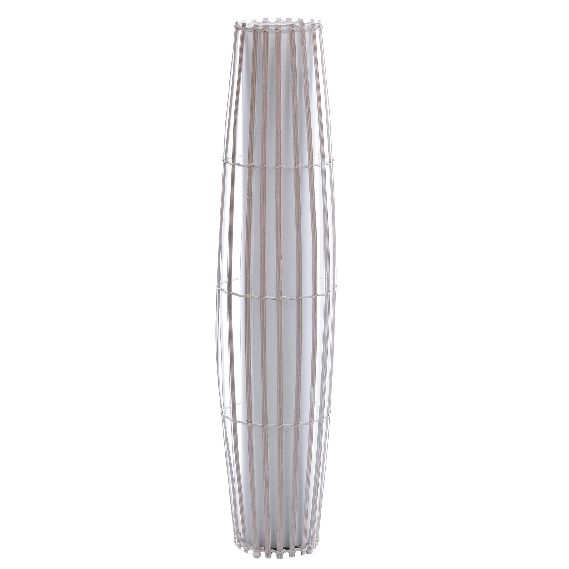 Varzea Contemporary White Rattan 40.5" Torchiere Floor Lamp