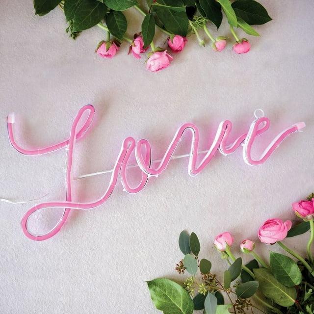 Style Me Pretty Neon Pink 'Love' Sign, 9" x 20" x 0.75" inches