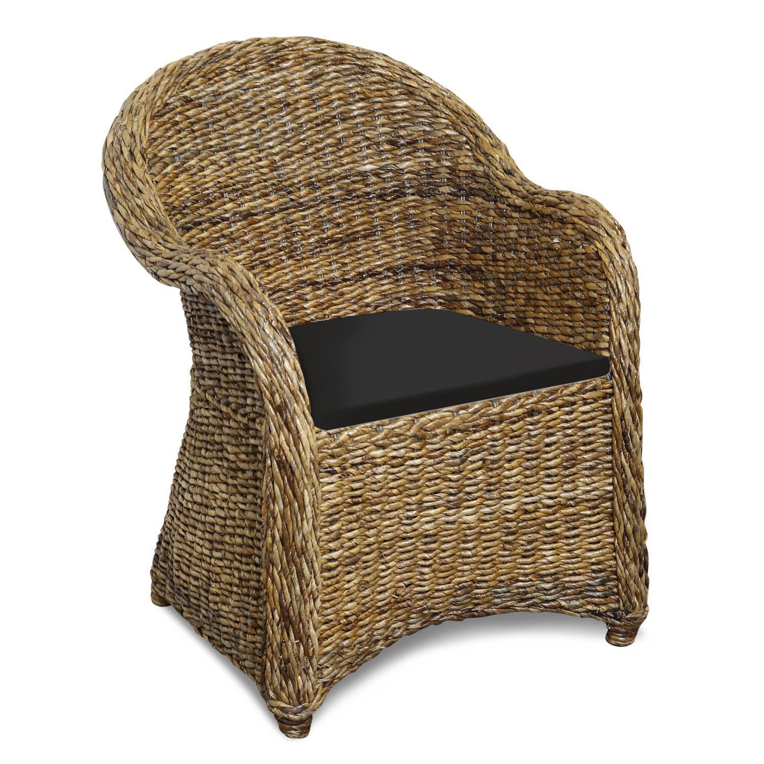 Elana Bohemian Woven Banana Leaf & Rattan Lounge Chair