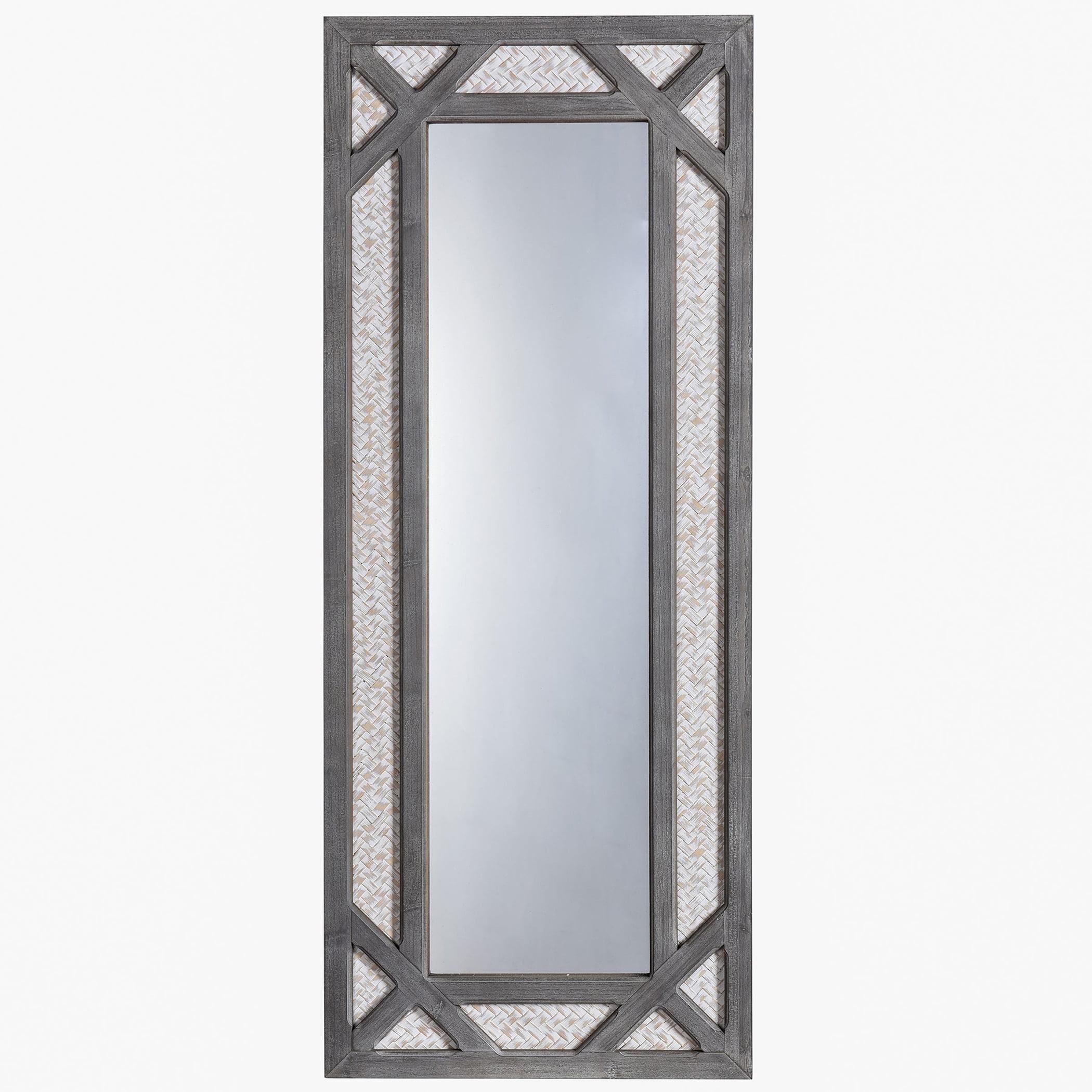 Barnwood & Woven Full-Length Rectangular Wood Mirror