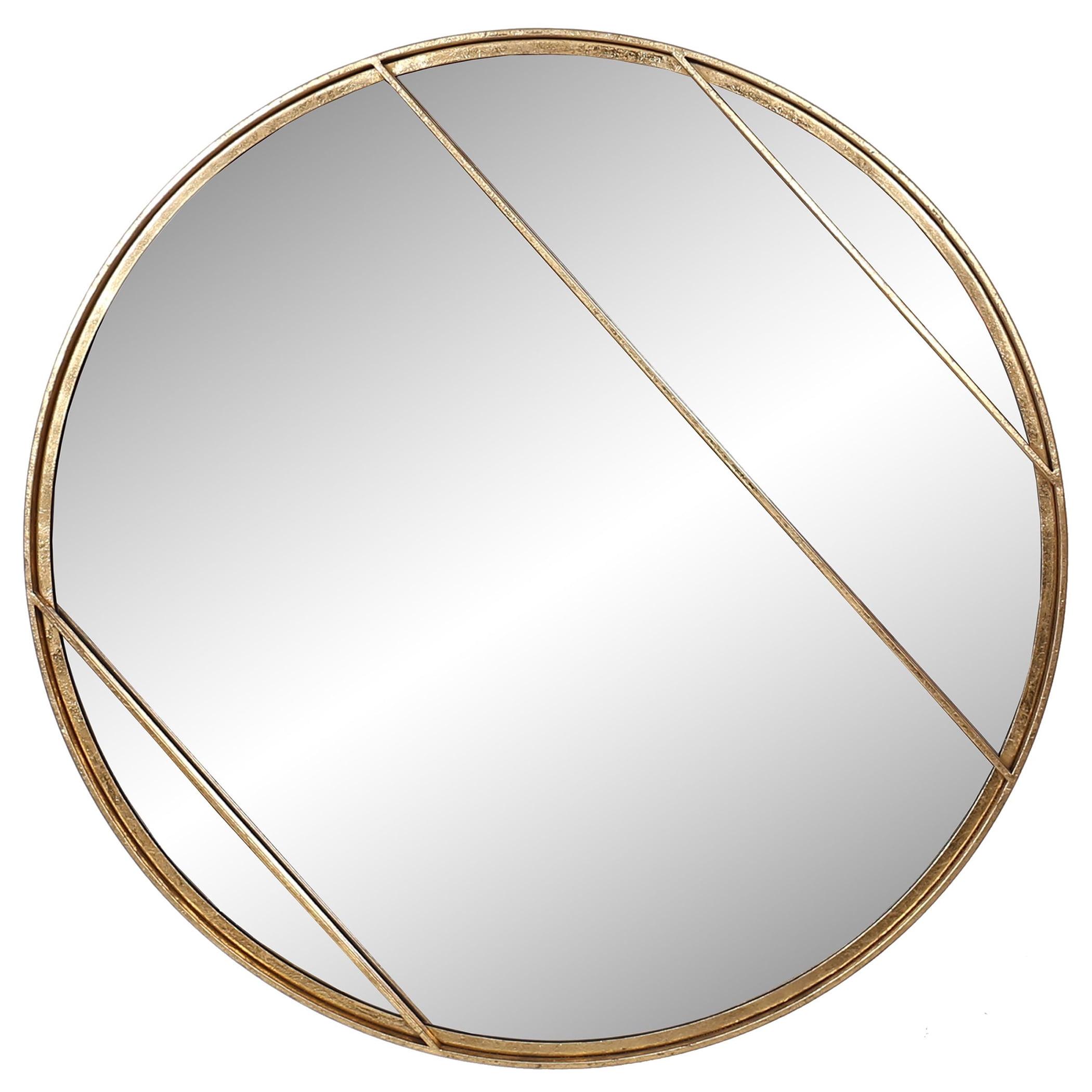 Line Accent Mirror - Gold Metal Round Wall Mirror - 28In Ht. X 28In W. X 1In D.