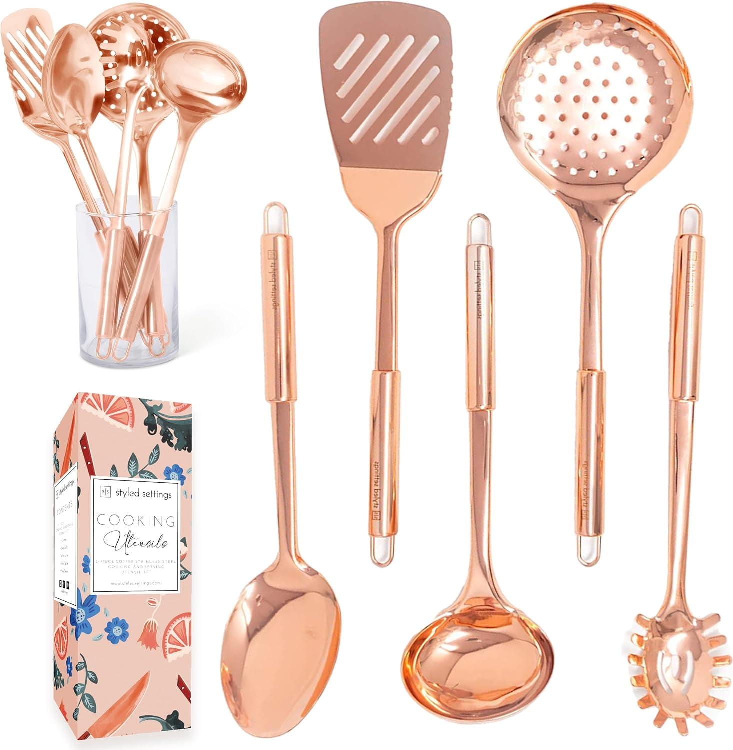 Styled Settings Copper Stainless Steel Cooking Utensils Set