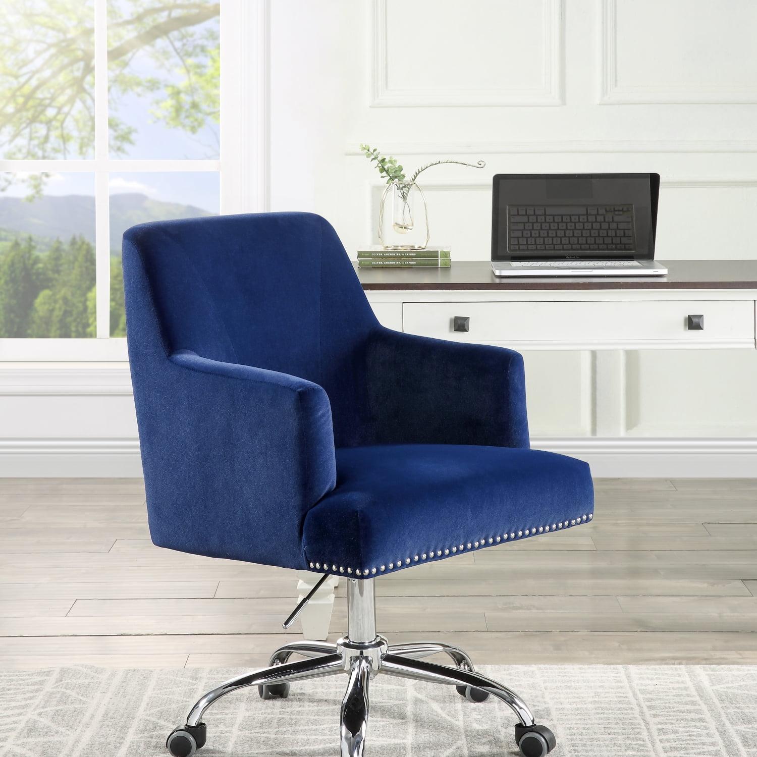 38" Blue Mesh and Metal Swivel Office Chair