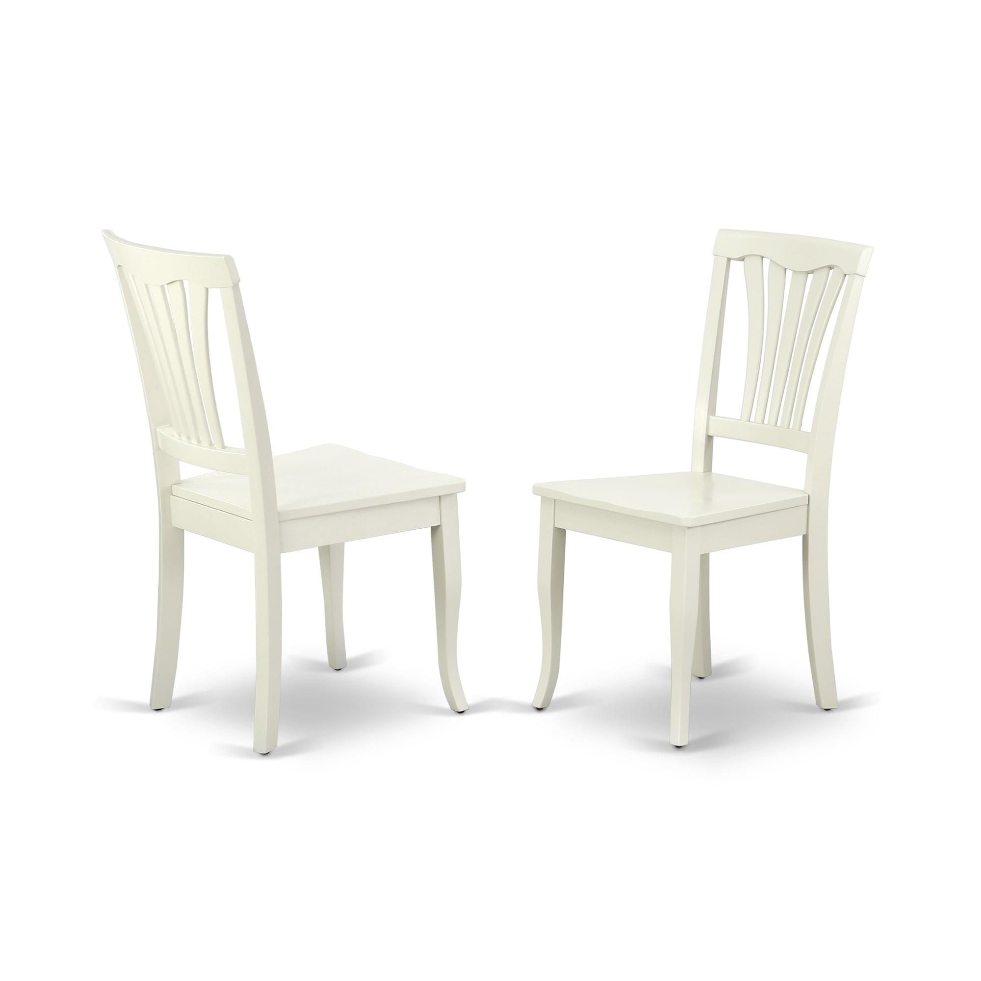 Linen White Rubberwood Dining Chairs with Slat Back - Set of 2