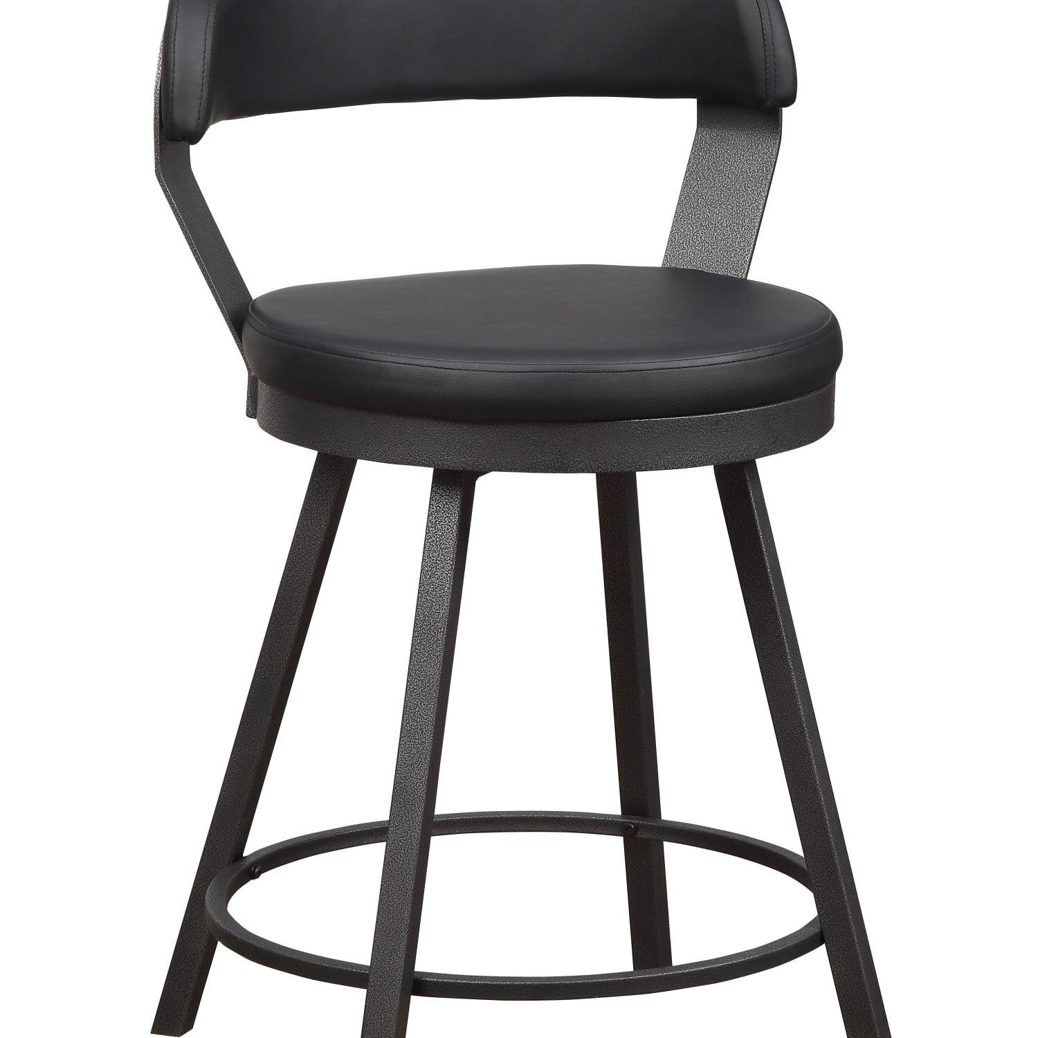 Industrial Swivel Black Metal and Wood 24" Counter Stool