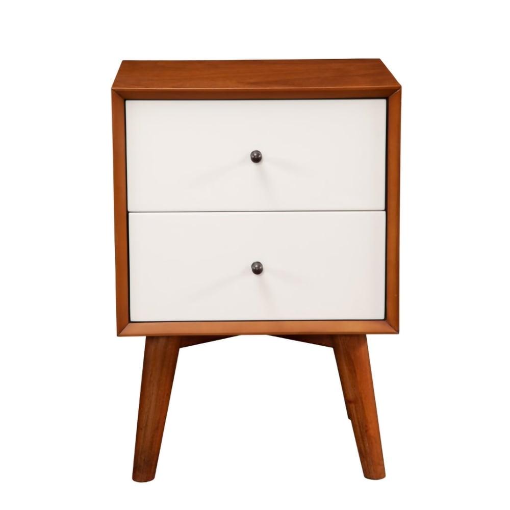 Flynn Acorn & White Solid Mahogany 2-Drawer Nightstand