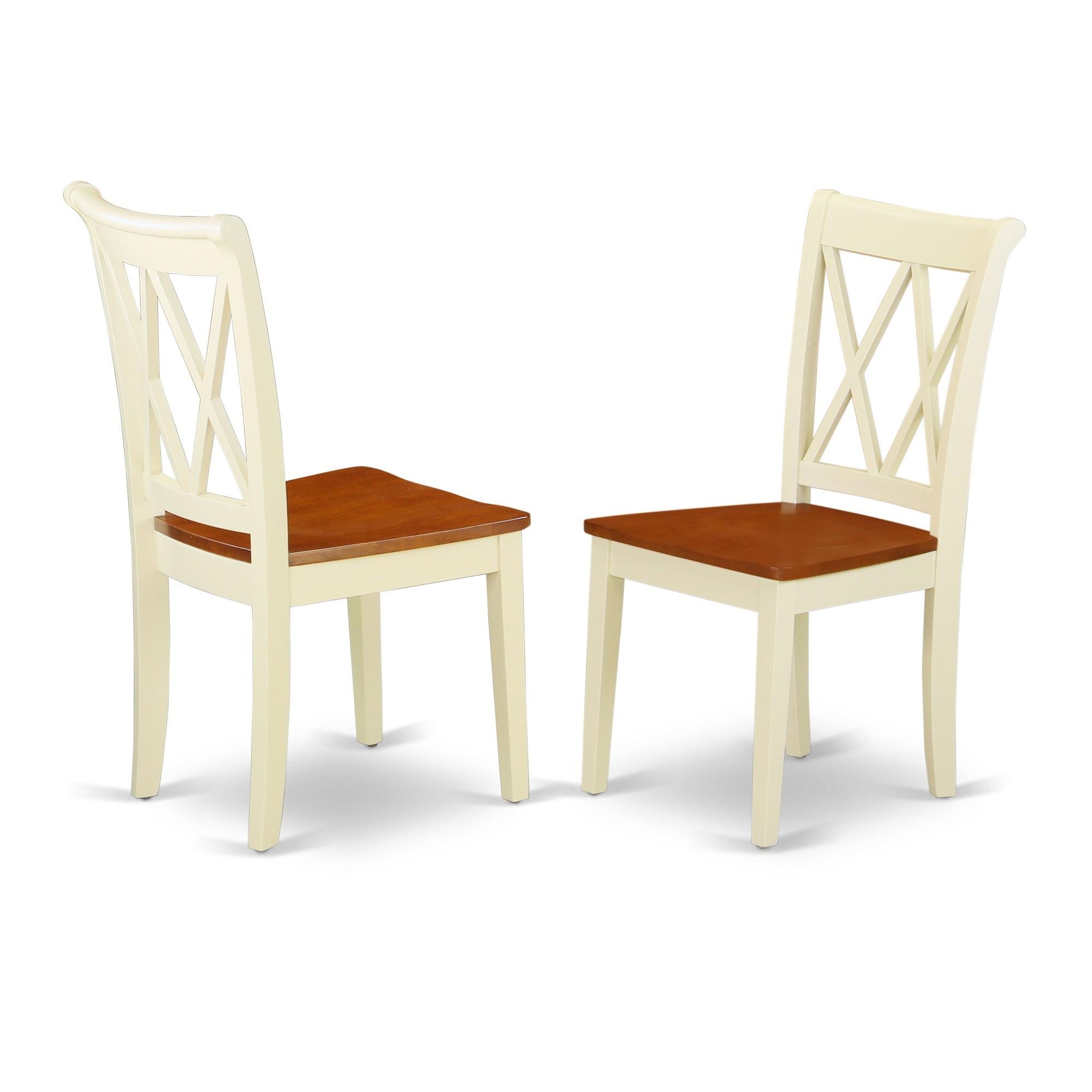 Buttermilk and Cherry Cross Back Rubberwood Dining Chairs, Set of 2