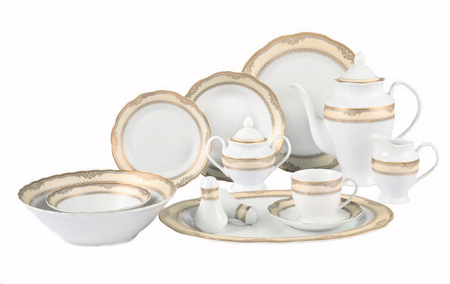 Lorren Home Trends 57 Piece Porcelain China Dinnerware Set - Service for 8