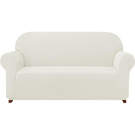 Subrtex Stretch 1-Piece Textured Grid Slipcover Sofa Cover, Off-white