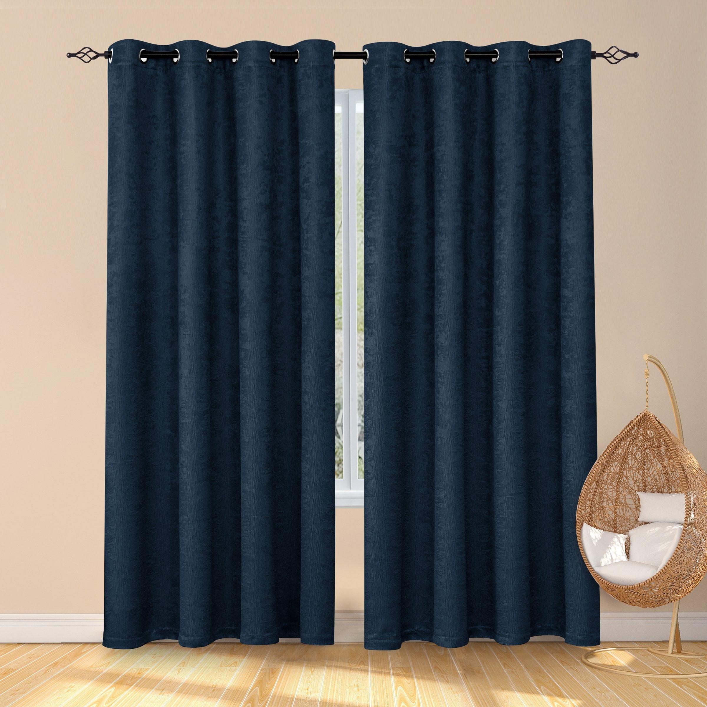 Subrtex Blackout Curtains Insulated 2-Piece Grommet Microfiber Bedroom, Navy Blue