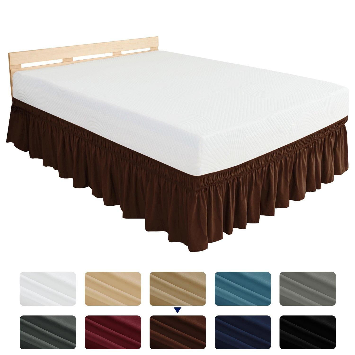 Chocolate Twin Elastic Wrap Around Bed Skirt with Ruffles