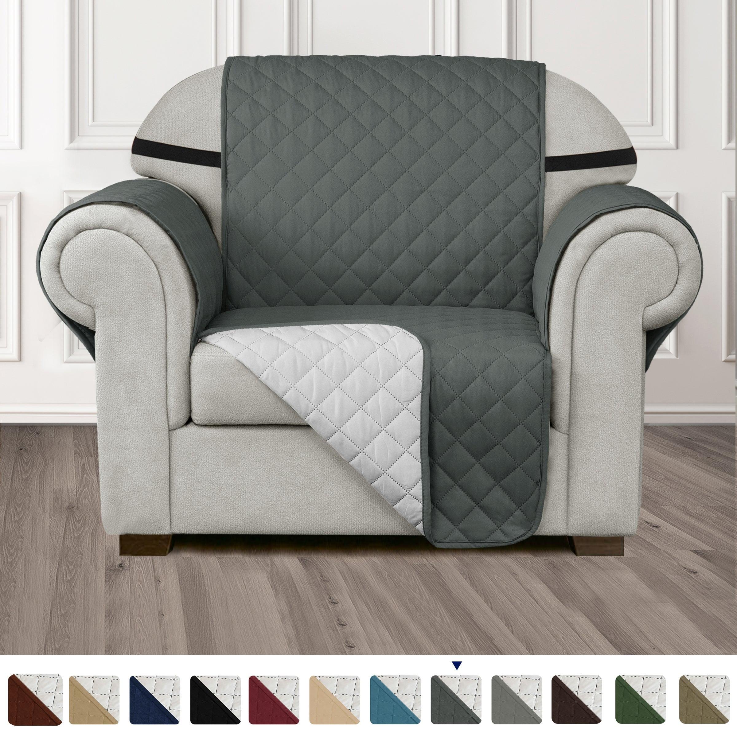 Subrtex Reversible Sofa Cover for Pets, Non-Slip Couch Slipcover for Dogs & Cats, Washable Furniture Protector, Fits Most Couches(Chair, Gray)