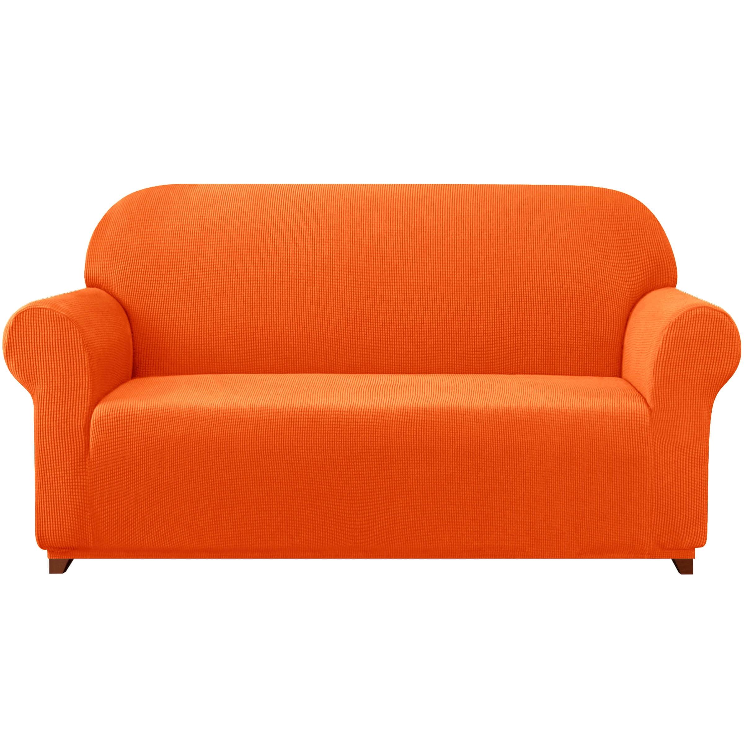 Subrtex Stretch 1-Piece Textured Grid Slipcover Sofa Cover, Orange