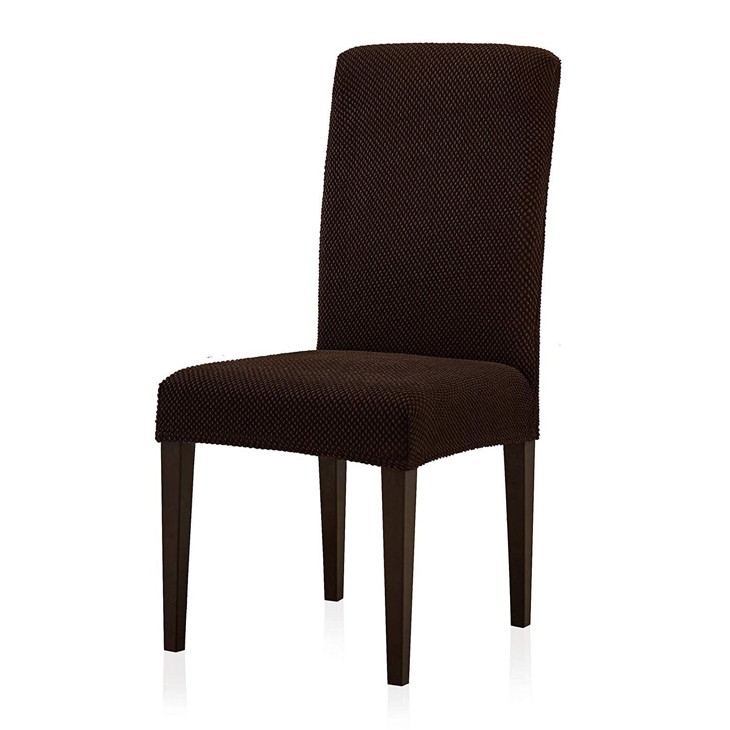 Chocolate Stretch Polyester Dining Chair Slipcovers (Set of 2)