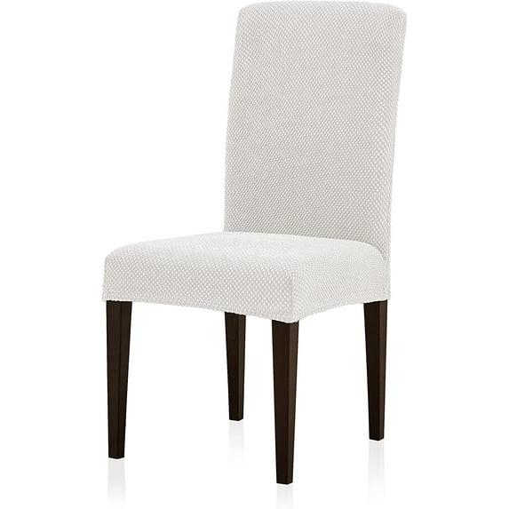 Subrtex Stretch Textured Grain Dining Chair Slipcover (Set of 4, Cream)