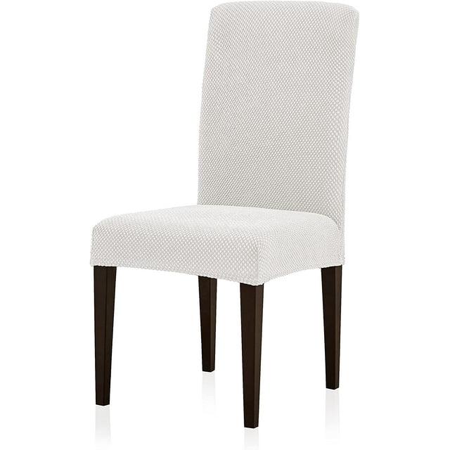 Subrtex Stretch Textured Grain Dining Chair Slipcover (Set of 4, Cream)