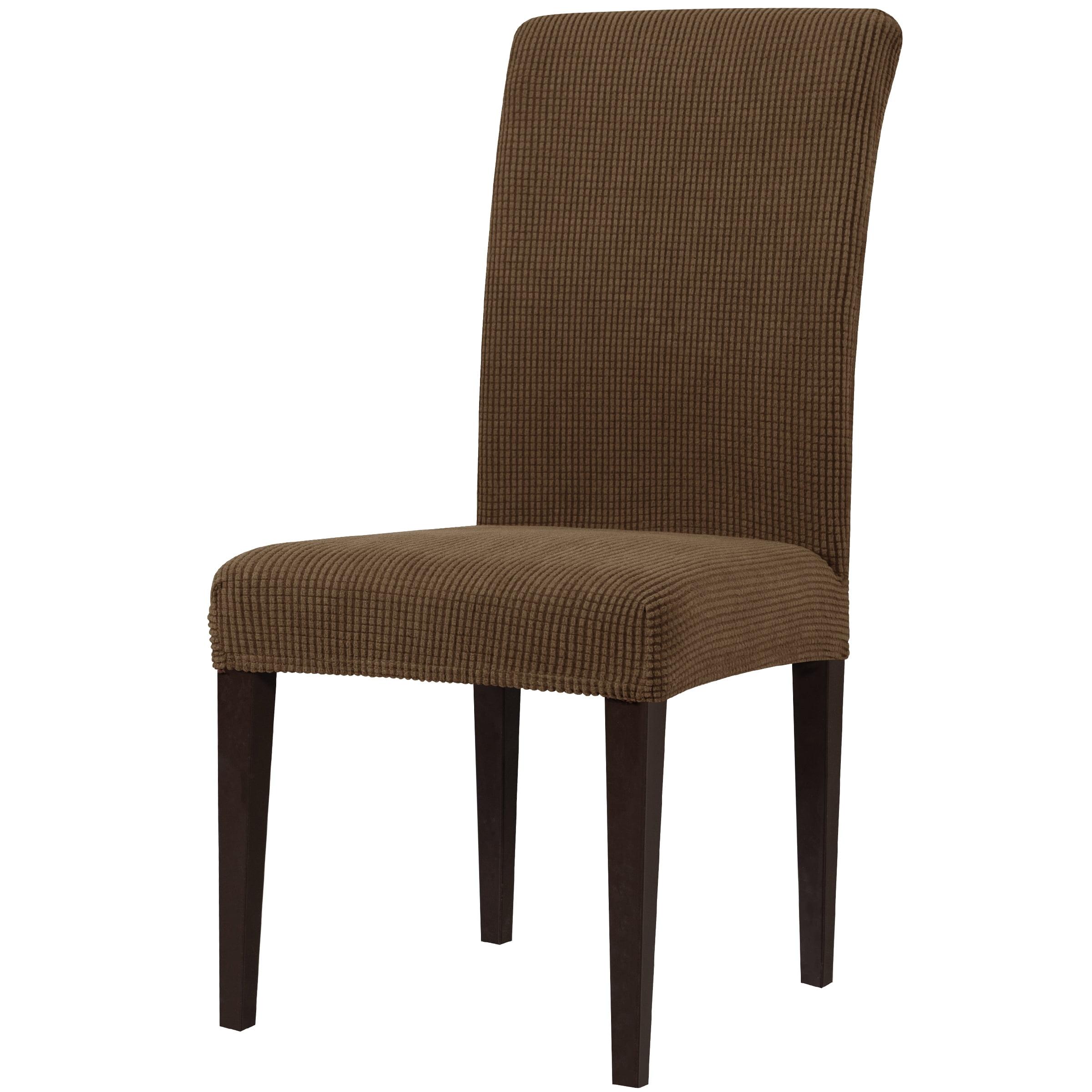 Subrtex Stretch Textured Grid Dining Chair Slipcover (Set of 2, Coffee)