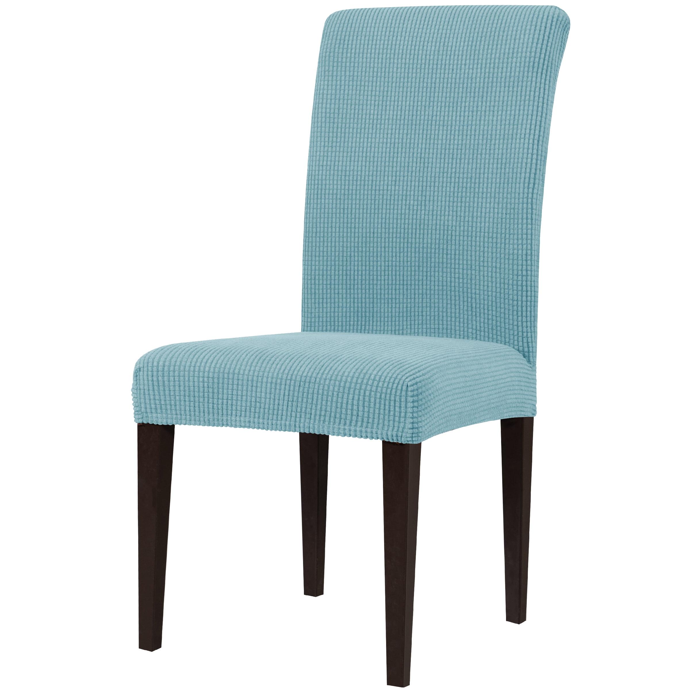 Steel Blue Textured Stretch Dining Chair Slipcover Set