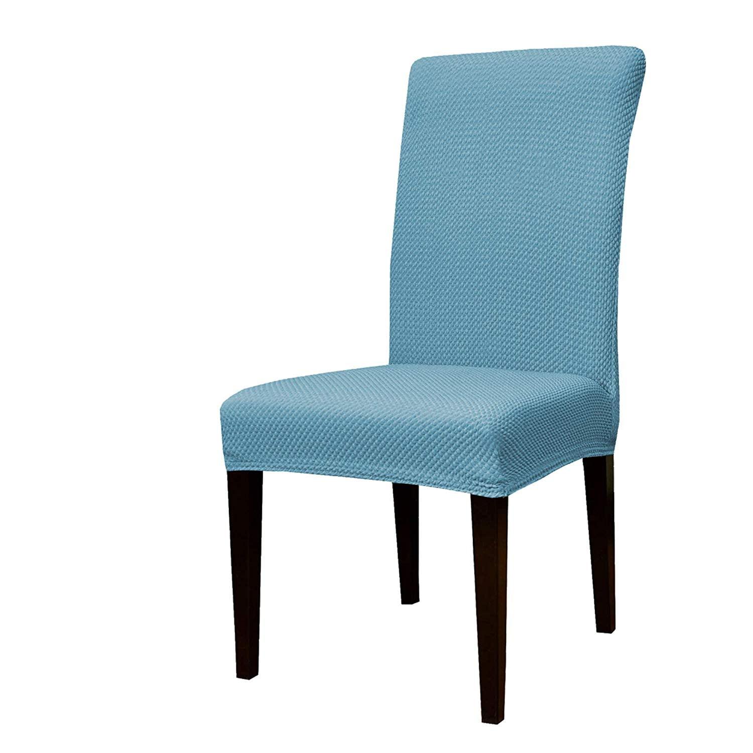 Subrtex Stretch Textured Mini Dots Dining Chair Slipcover (Set of 2, Smoky Blue)