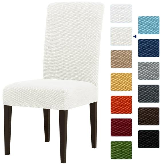 Subrtex Stretch Textured Grain Dining Chair Slipcover (Set of 4, Cream)