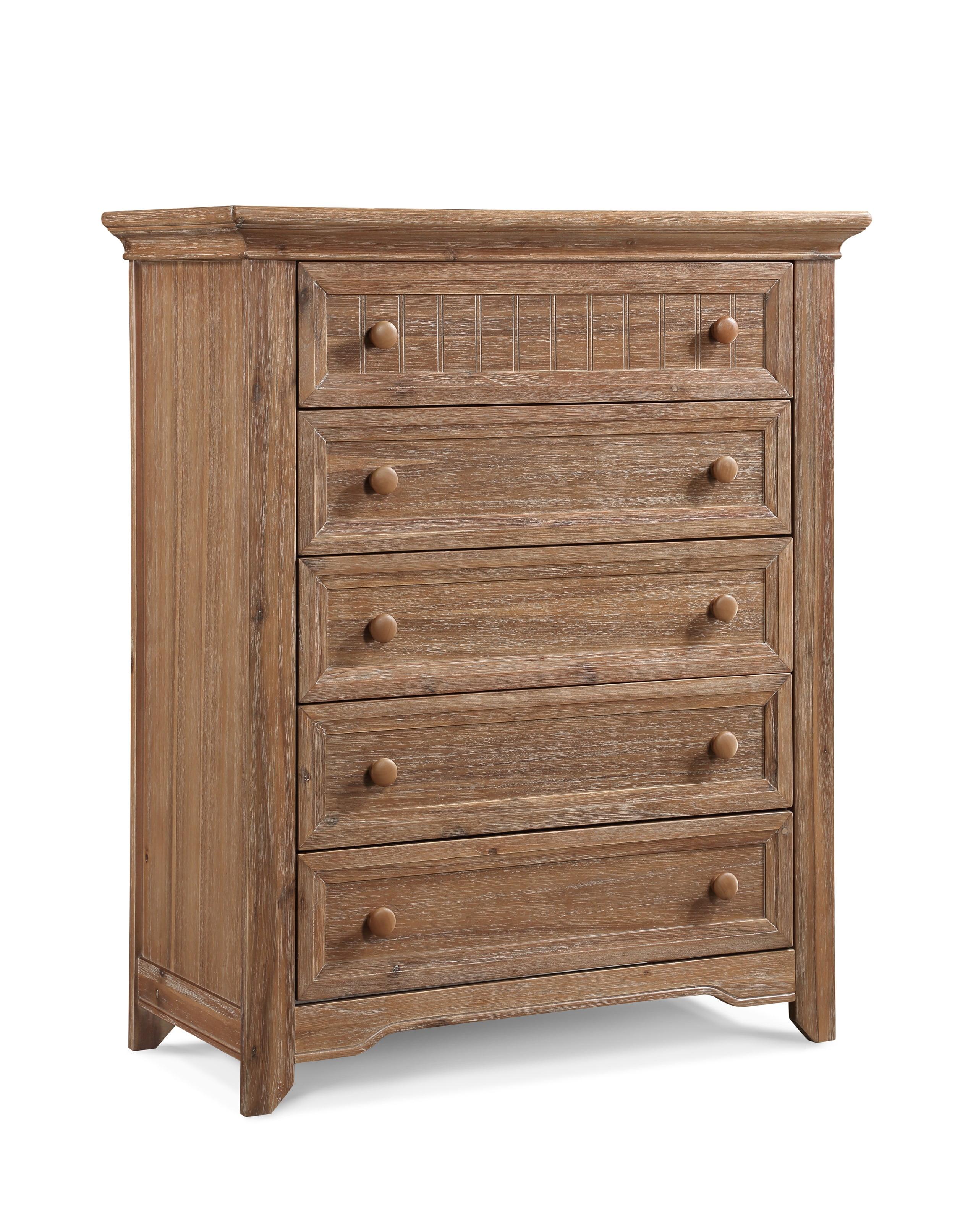 Biscotti Brown Farmhouse Vertical 5-Drawer Wood Chest