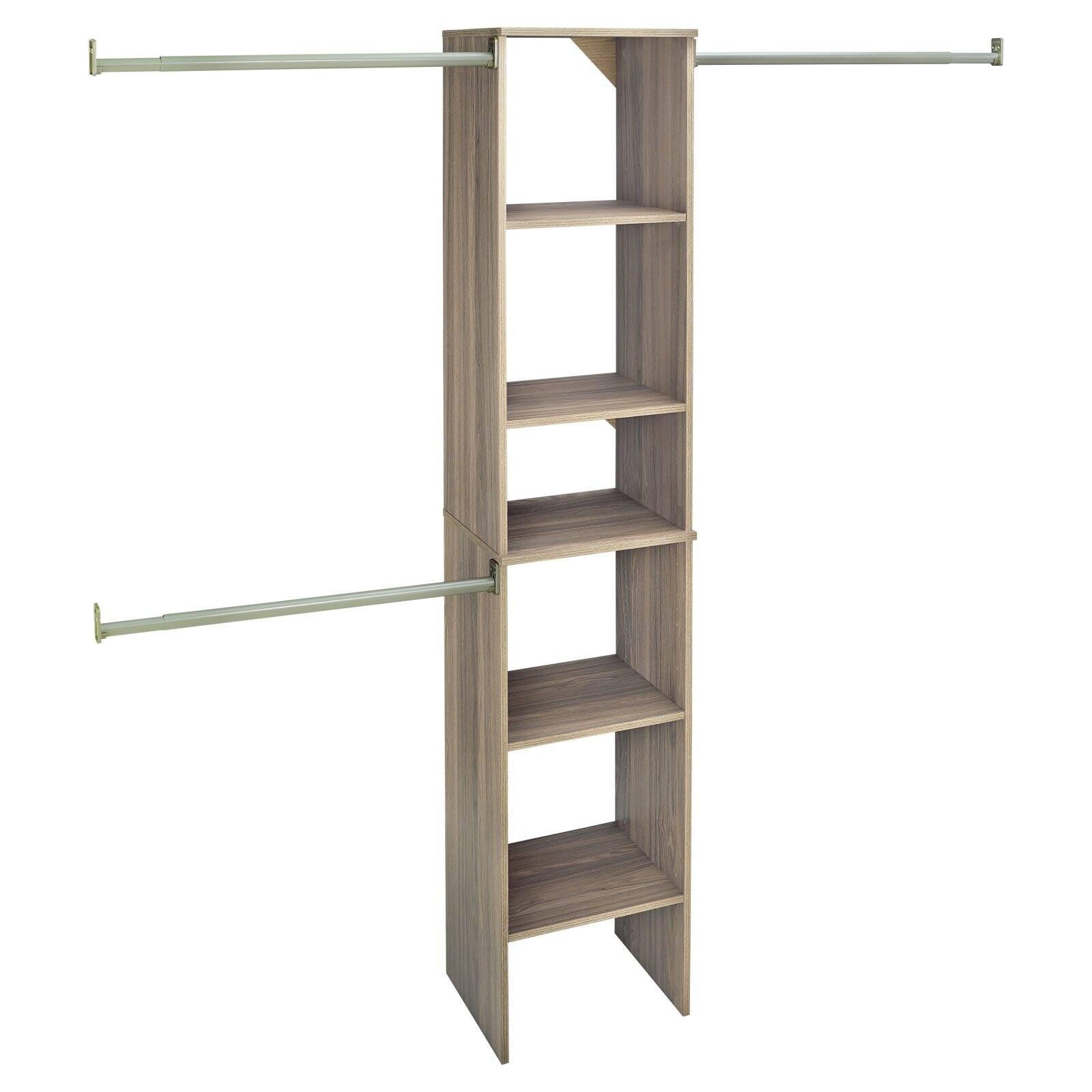 Natural Gray 16" Wood Closet Organizer with Adjustable Shelves