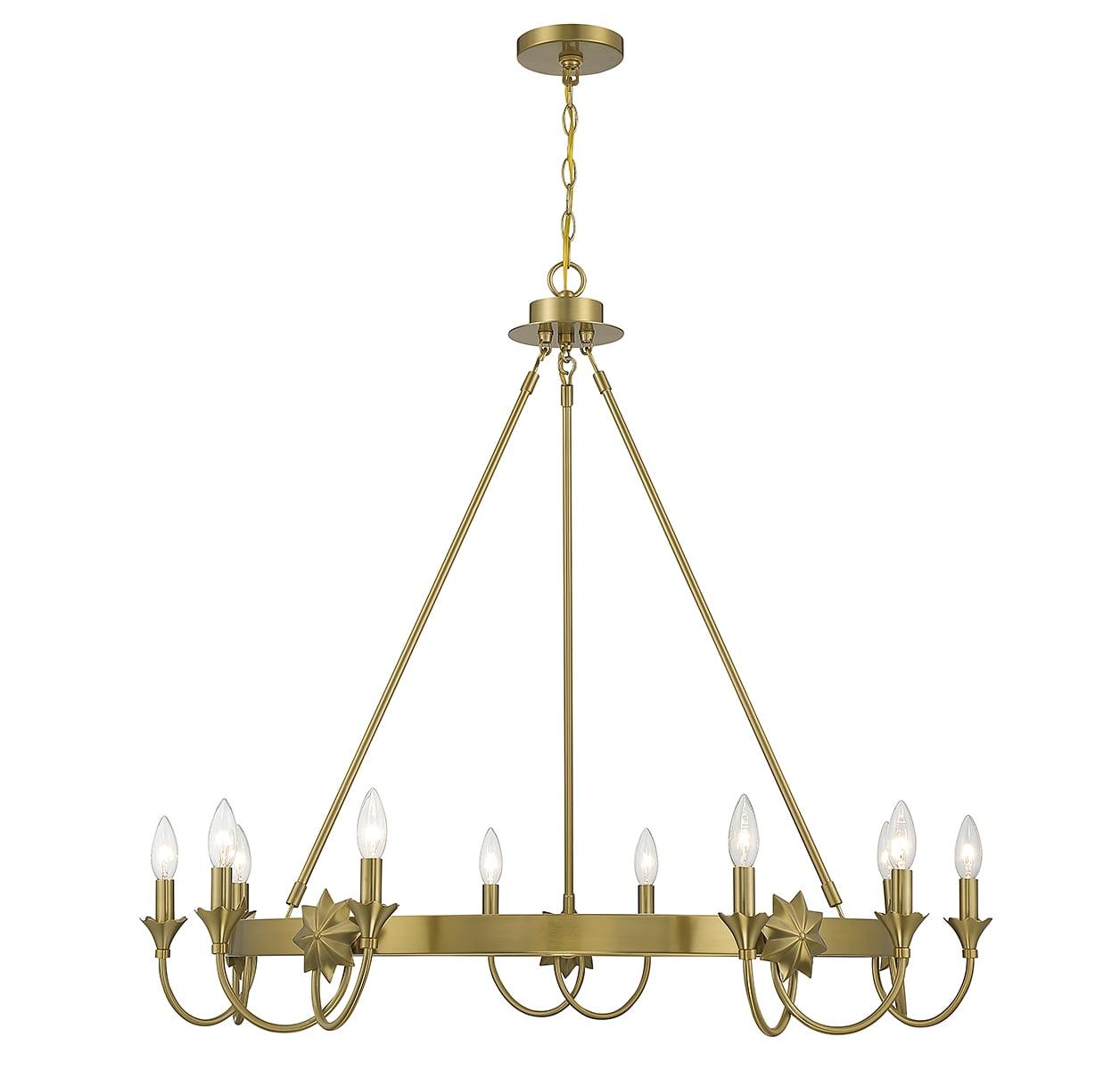 Sullivan Warm Brass 10-Light Crystal Candle Chandelier