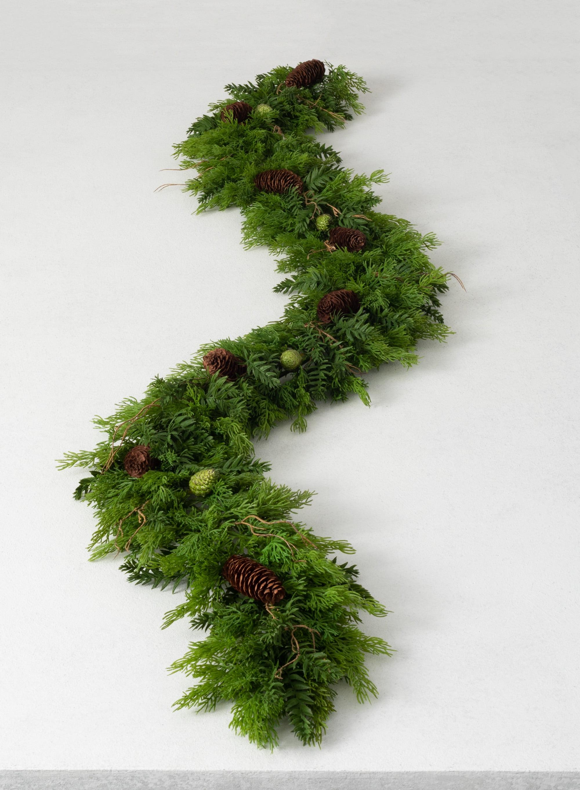 Evergreen Elegance 75" Cedar & Hemlock Artificial Garland with Pinecones