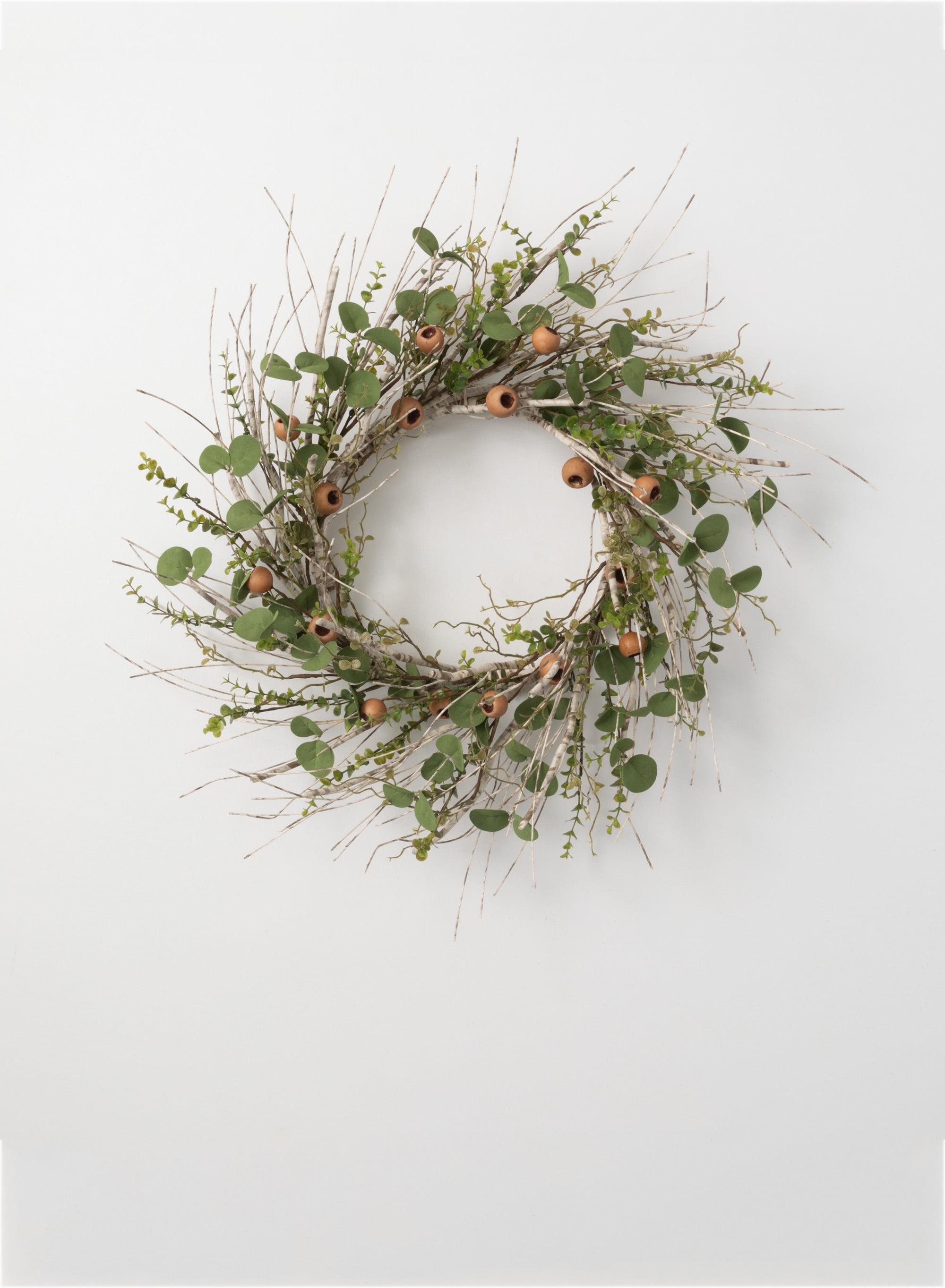 Sullivans Artificial Birch Eucalyptus Pods Wreath