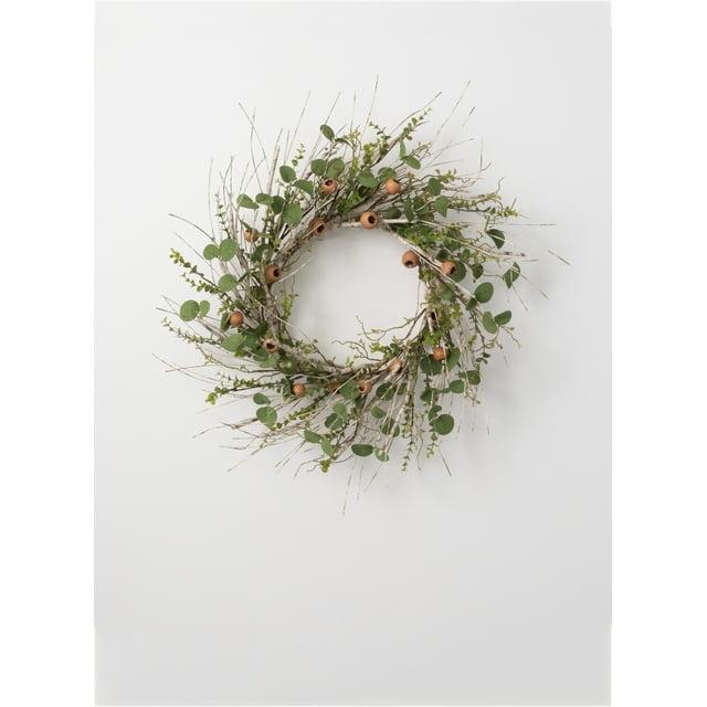Sullivans Artificial 24" Birch, Eucalyptus And Pod Wreath