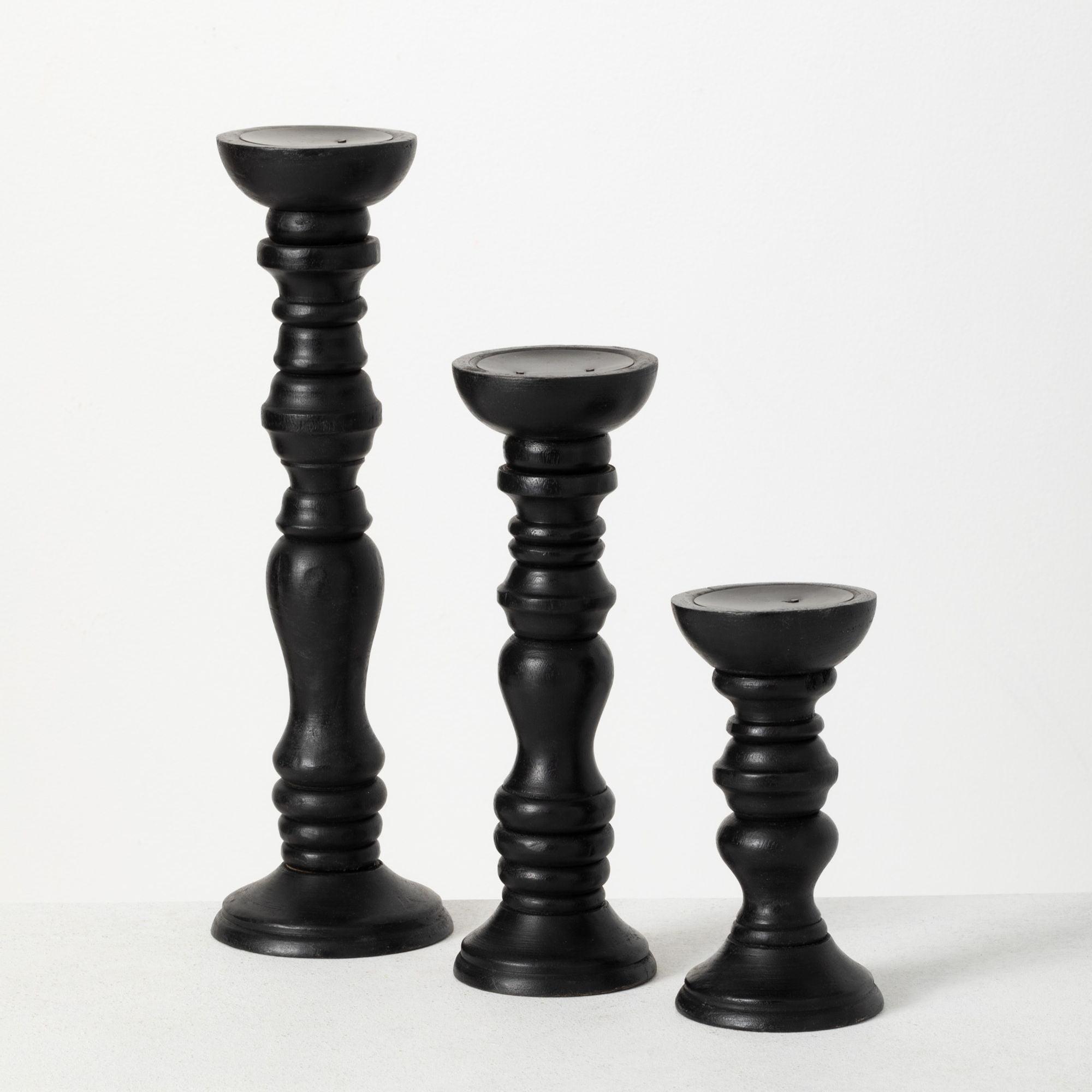 Sullivans Pillar Candleholder 16"H, 12"H & 8"H Black