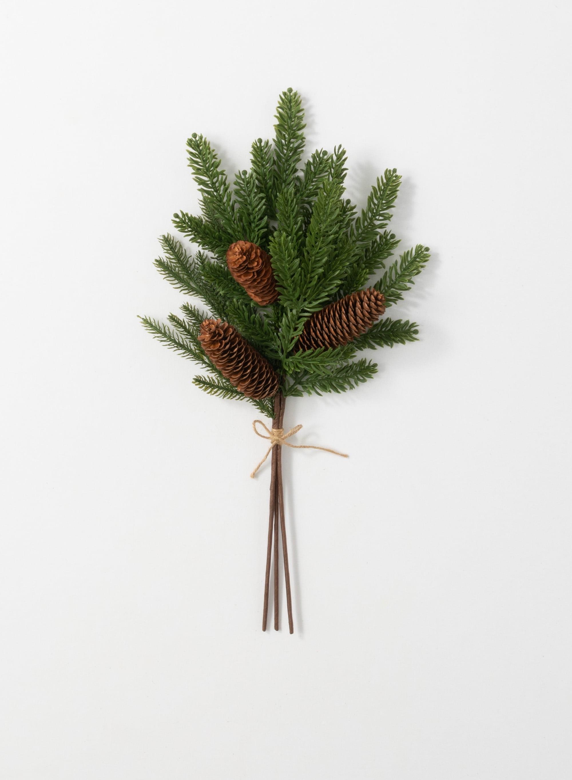 Green Pine and Pinecone Artificial Stem with Jute Rope