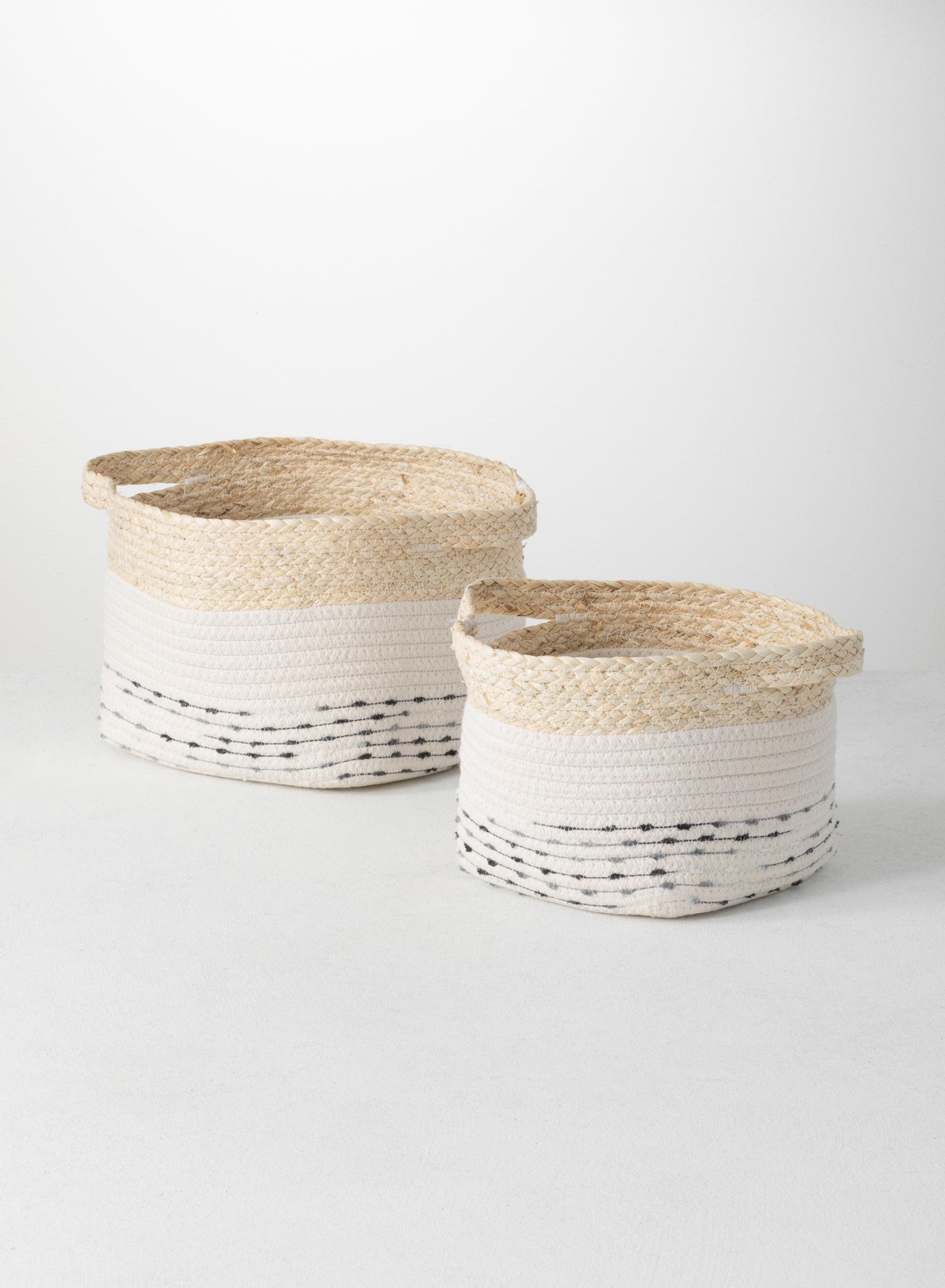 Maize Weave Off-White Natural Storage Baskets Set of 2