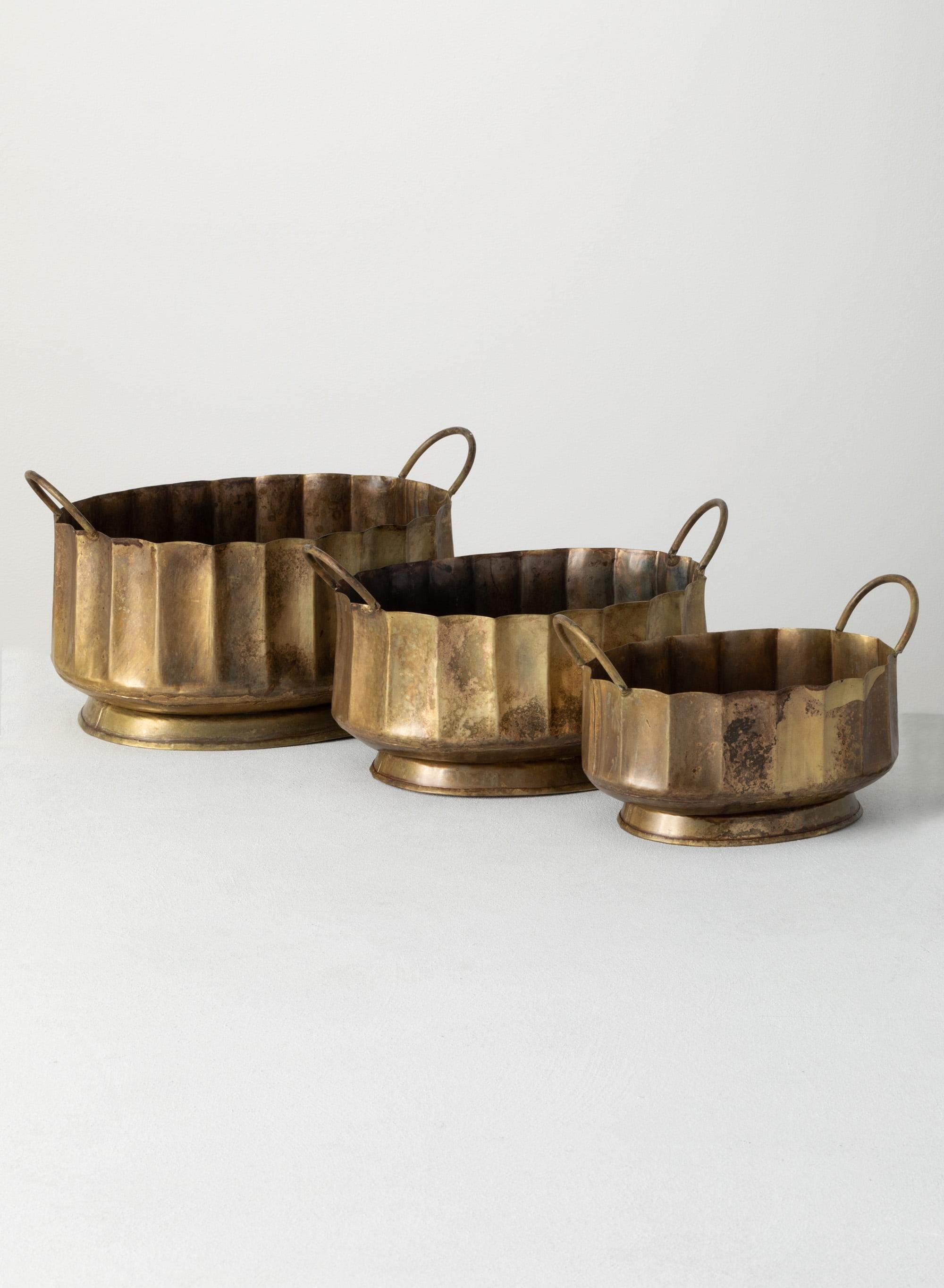 Sullivans Set Of 3 Decorative Iron Bowls 10"H, 9"H & 5"H Gold