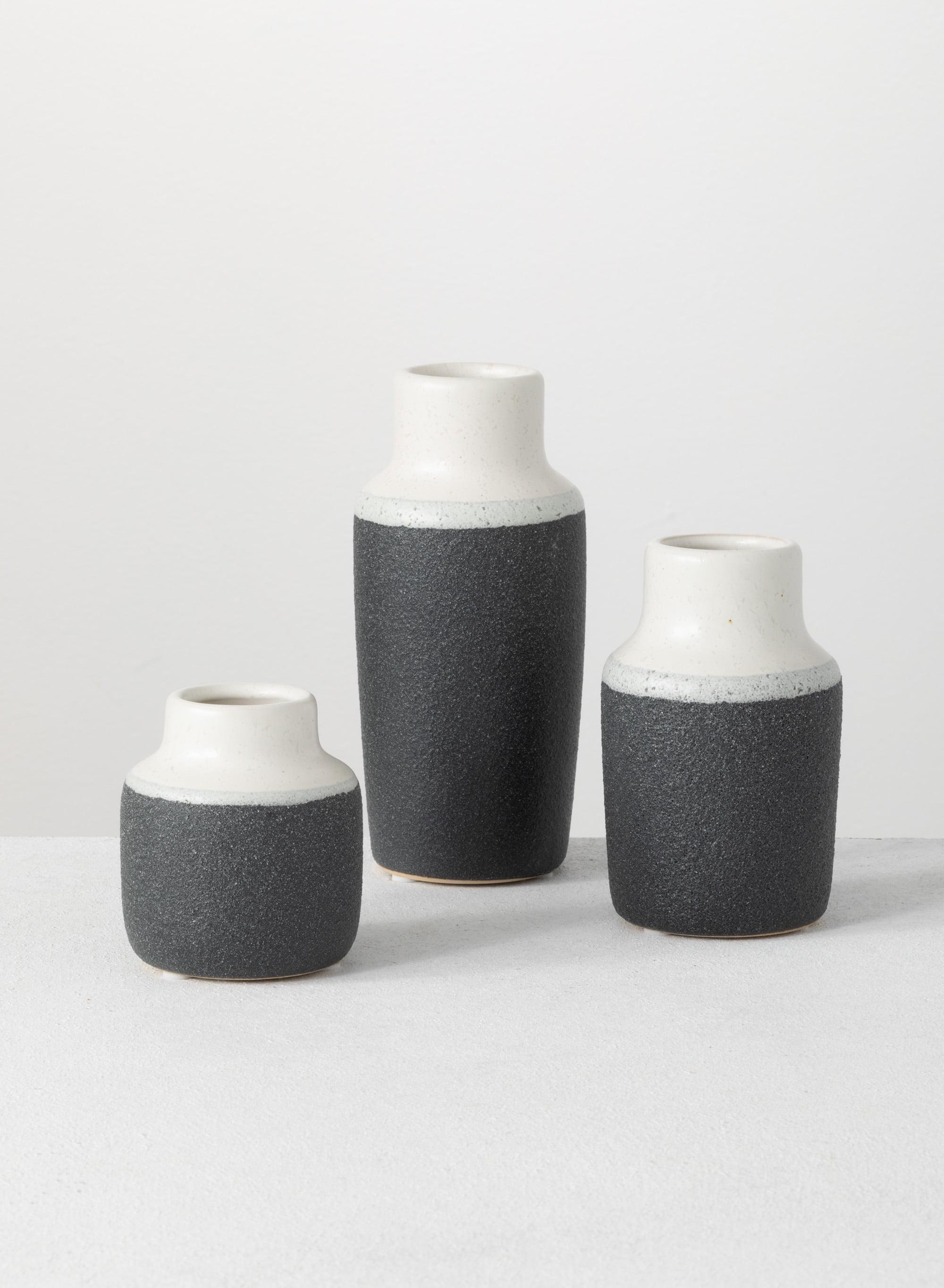 Trio of Timeless Ceramic Vases in White and Black