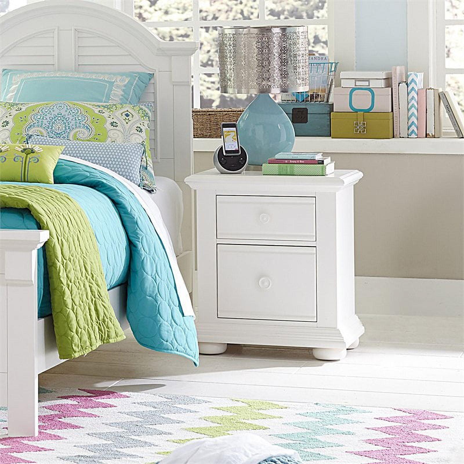 Cottage Charm White 2-Drawer Nightstand with Bun Feet