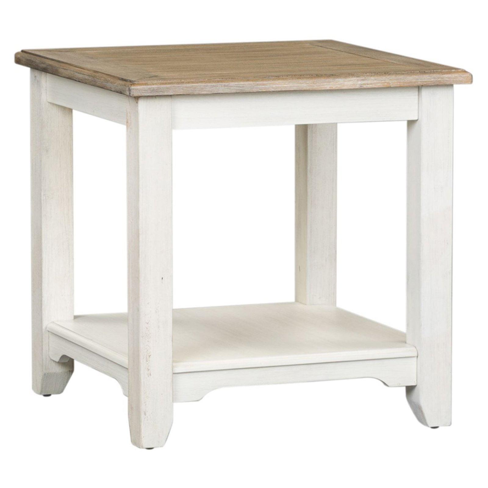 Summerville White and Gray Wood End Table with Shelf