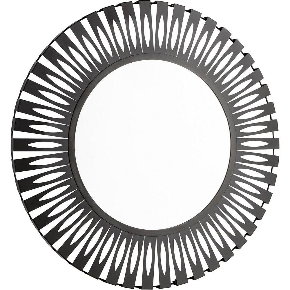 Contemporary Black Iron Sun Dial 43" Round Mirror