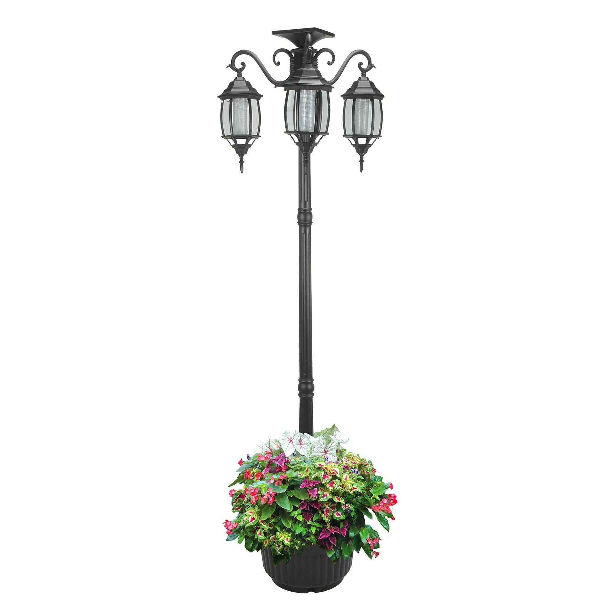 Sun-Ray Madison Solar Lamp Post and Planter, Black