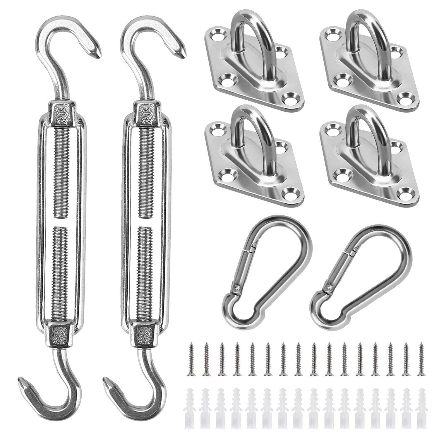 LakeForest"Stainless Steel Sun Shade Sail Hardware Kit for Easy Installation of Rectangular & Square Sails"Silver