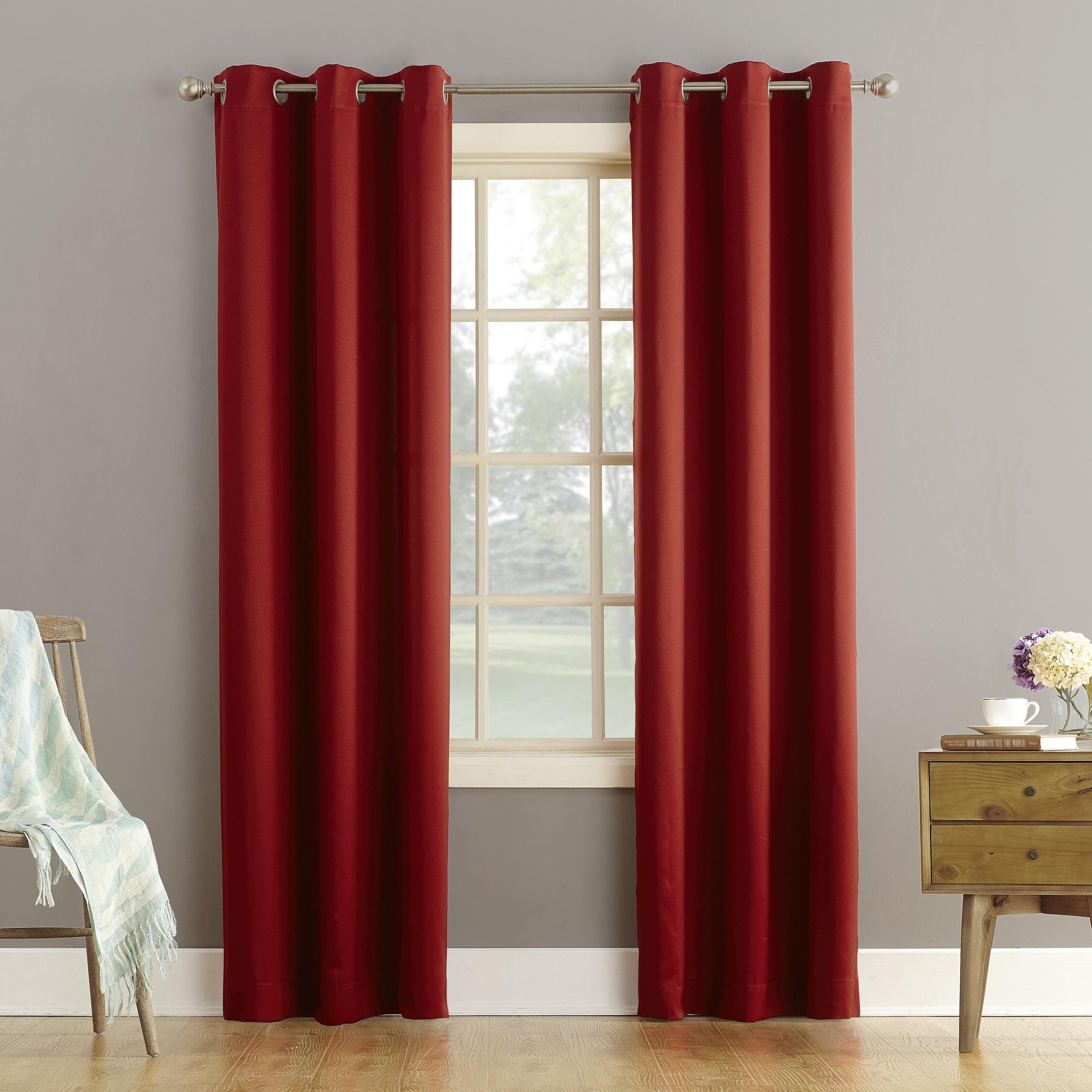 40"x84" Sun Zero Room Darkening Lazlo Grommet Curtain Panel Brick Red: Modern, Energy Efficient, Noise Reduction