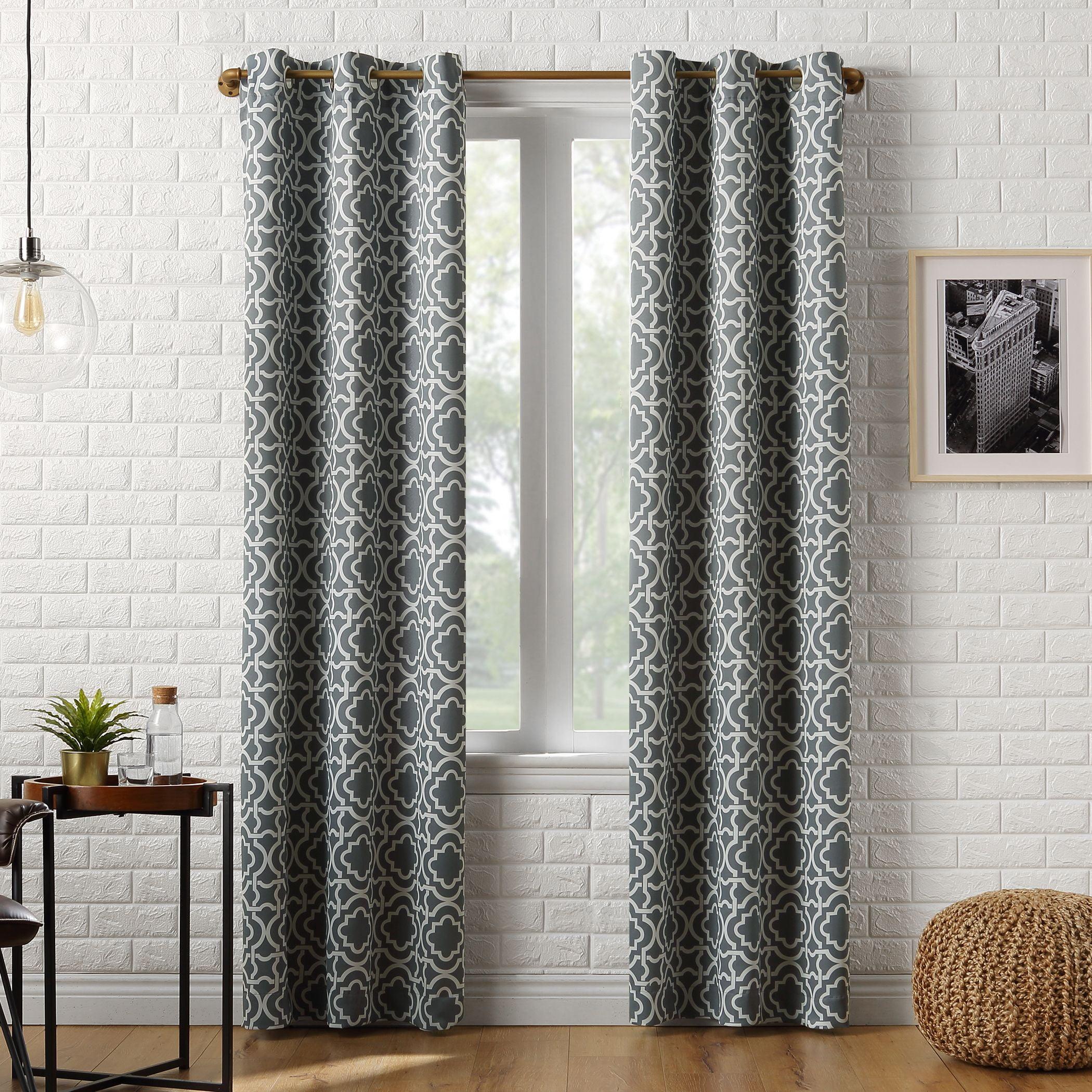 Gray Trellis Blackout Grommet Curtain Panel, 40" x 84"