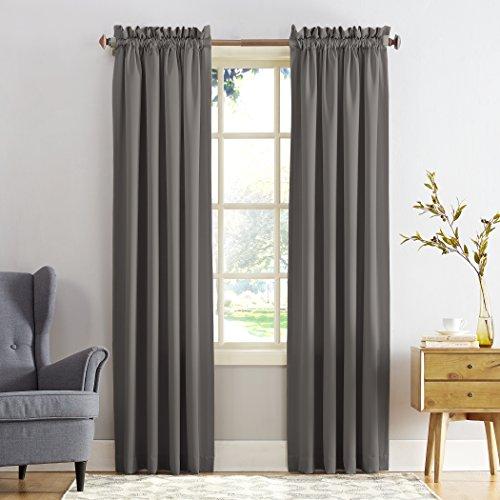 54"x84" Sun Zero Room Darkening Seymour Rod Pocket Curtain Panel Gray: Energy Efficient, Noise Reduction, Thermal Insulated